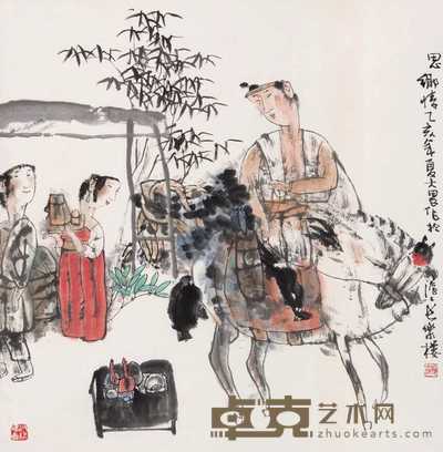 施大畏 乙亥（1995年）作 思乡情 立轴 70×69cm